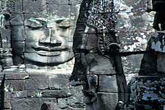 Giant faces in Bayon. Angkor Thom